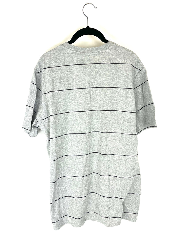 MENS Gray Stripe Tee- Size Medium