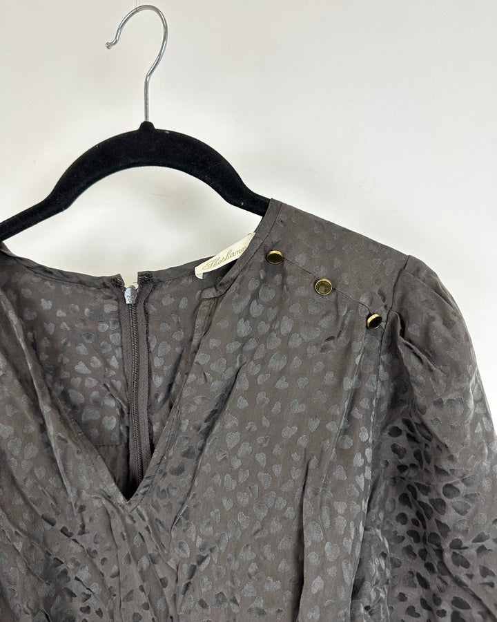 Dark Grey Leopard Print Dress - Size 0/2