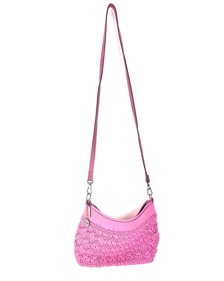 Pink Crochet Crossbody Bag