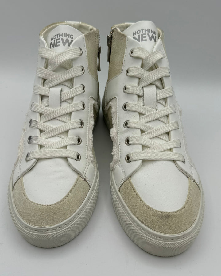 White Leather High Top Sneakers - Size 6 and 9