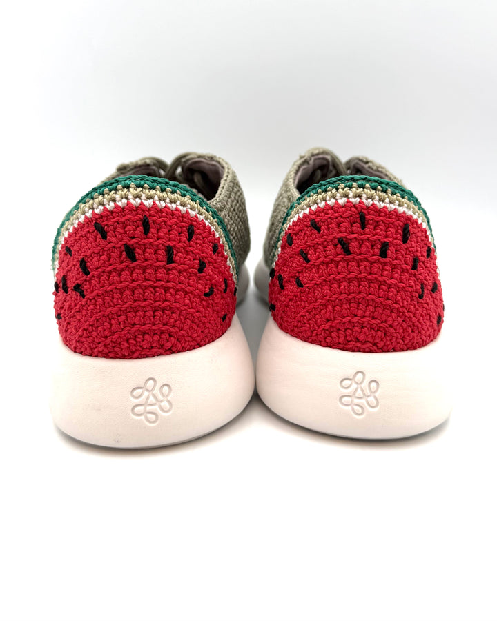 Green Crochet Watermelon Sneakers - Size 6