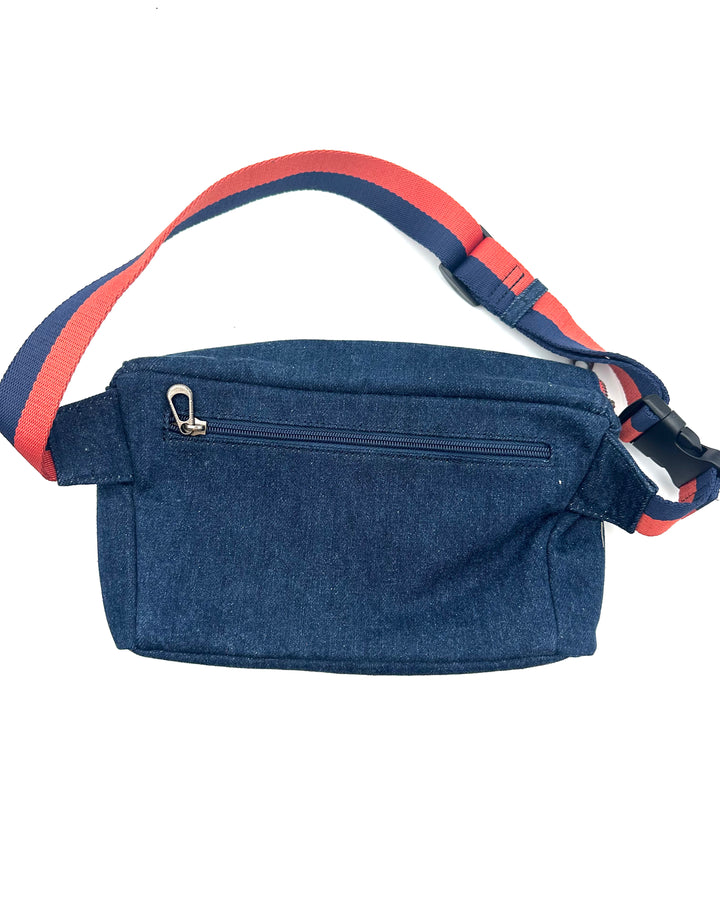 Denim And Orange Belt Bag