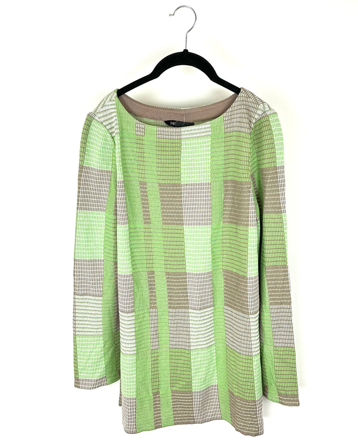 Green And Brown Long Sleeve Top - Size 2/4