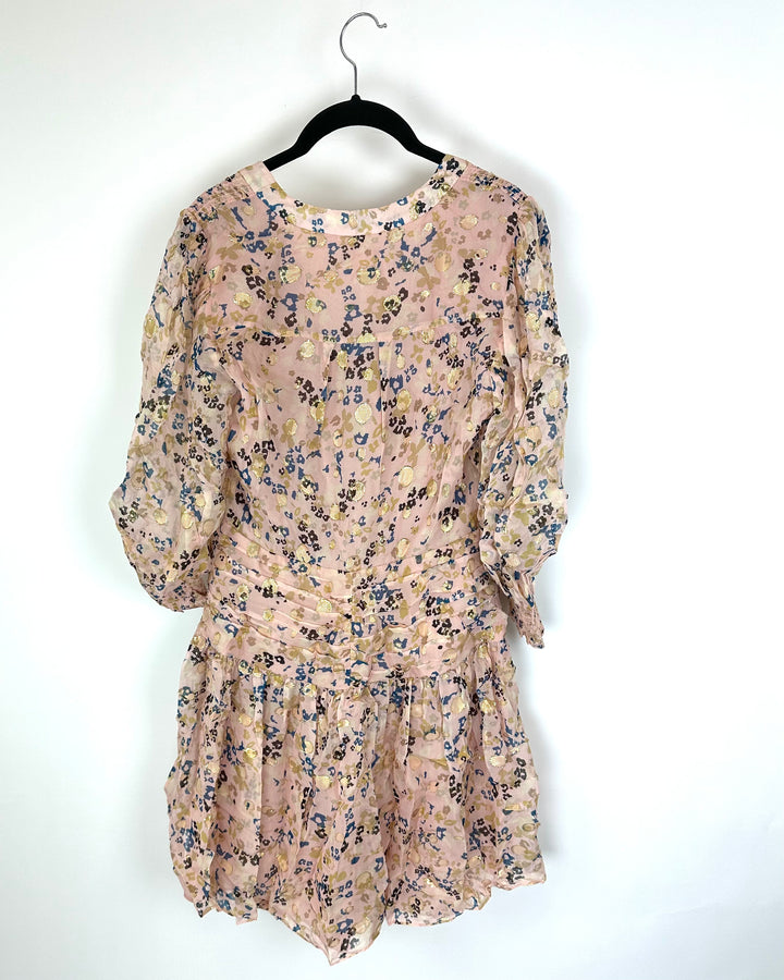 Pink Leopard Print 3/4 Sleeve Dress - Size 4