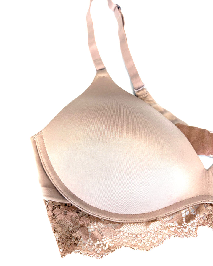 Pale Pink Standard Push Up Lace Band Bra - 34 B