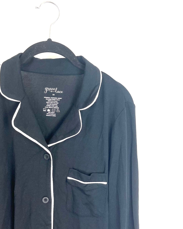 Black & White Button Up Pajama Top - Extra Small