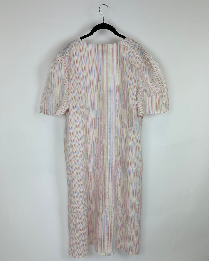 Pink Striped Cap Sleeve Nightgown - 1X