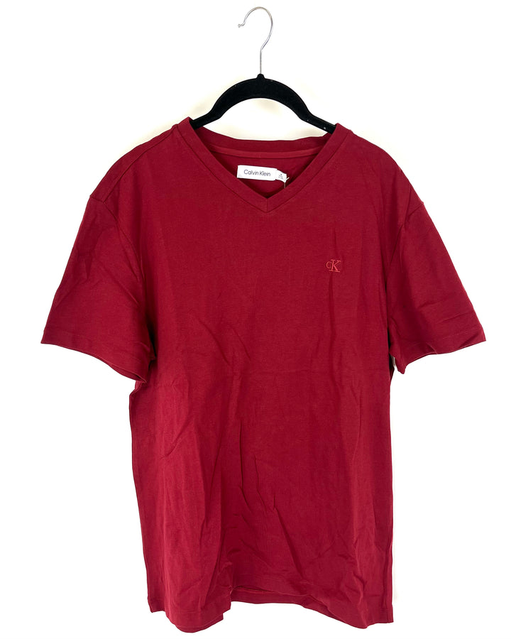 Crimson Red V-Neck Tee - Medium