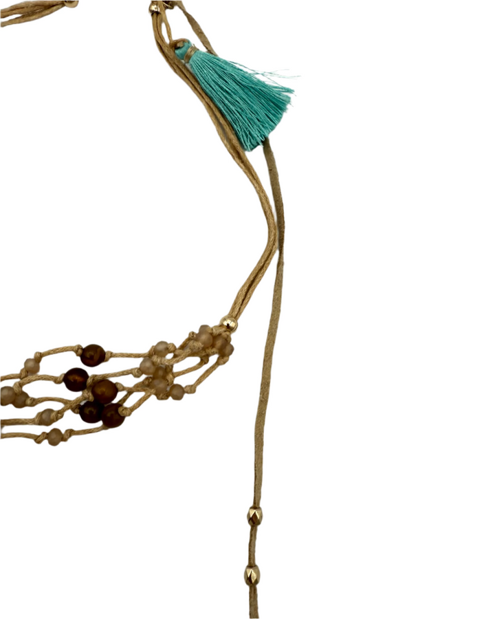 Tan layered fabric necklace