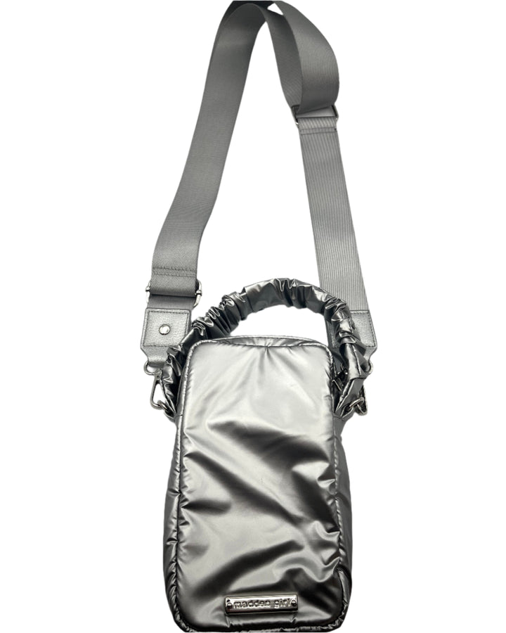 Silver Ruched Handle Crossbody Bag