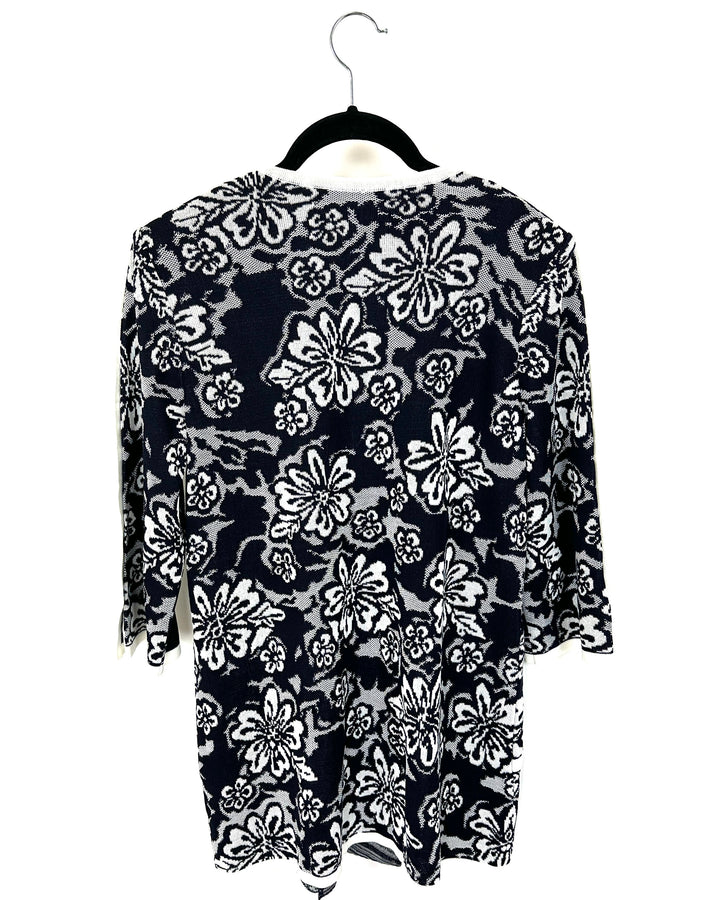 Midnight Blue And White Cardigan - Size 2-4