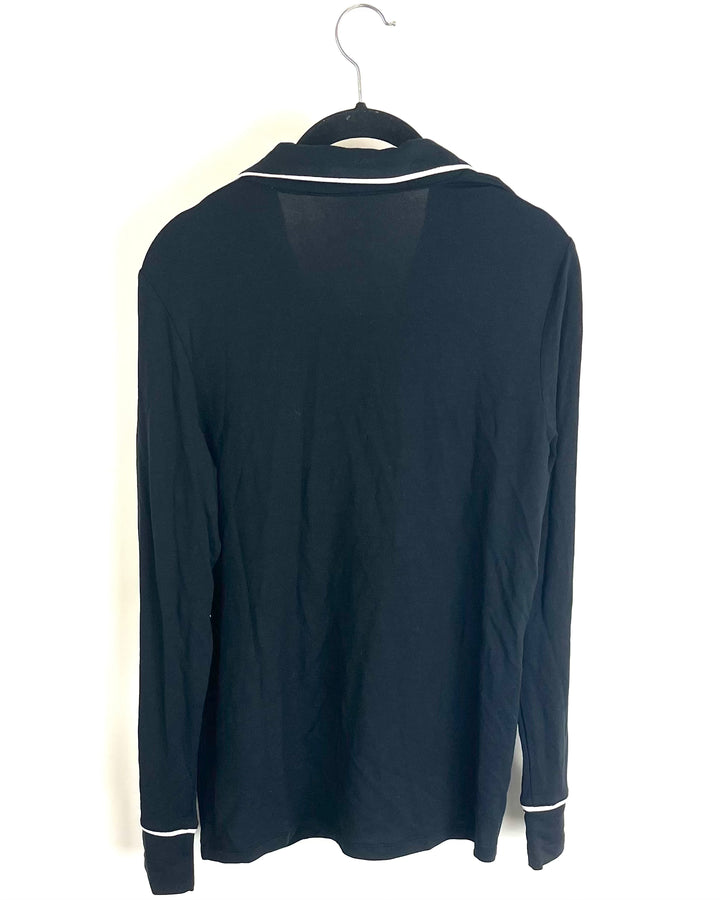 Black & White Button Up Pajama Top - Extra Small