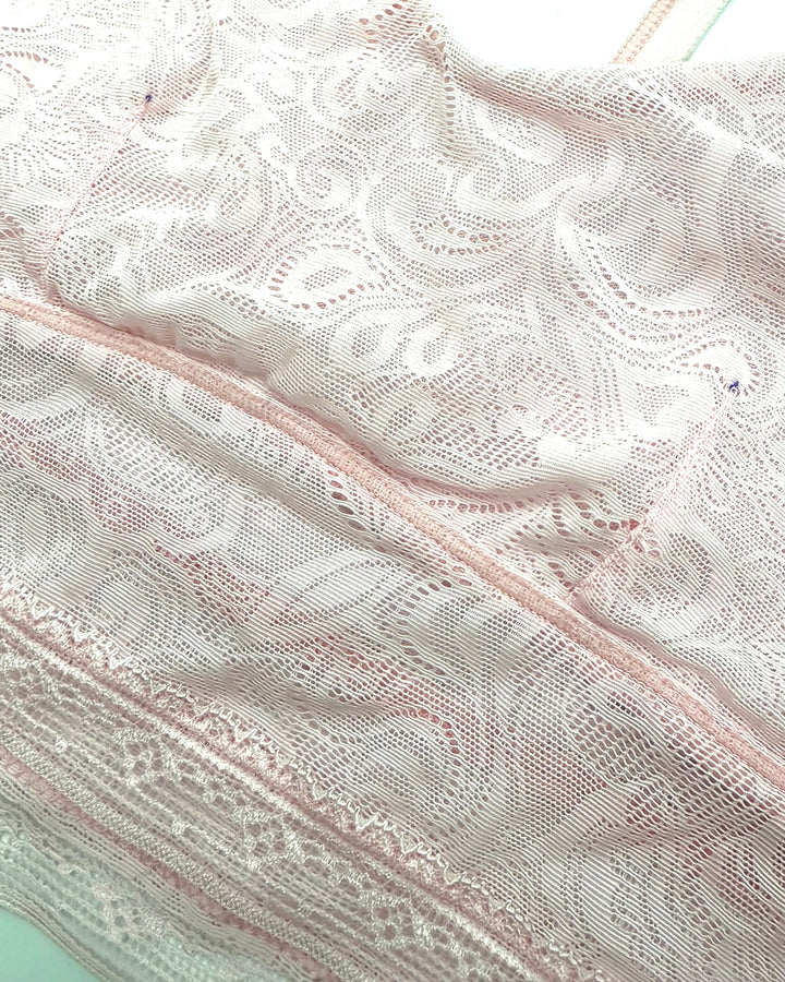 Pastel Pink Lace Unlined Bralette - Medium