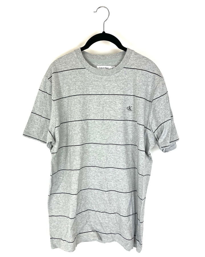 MENS Gray Stripe Tee- Size Medium