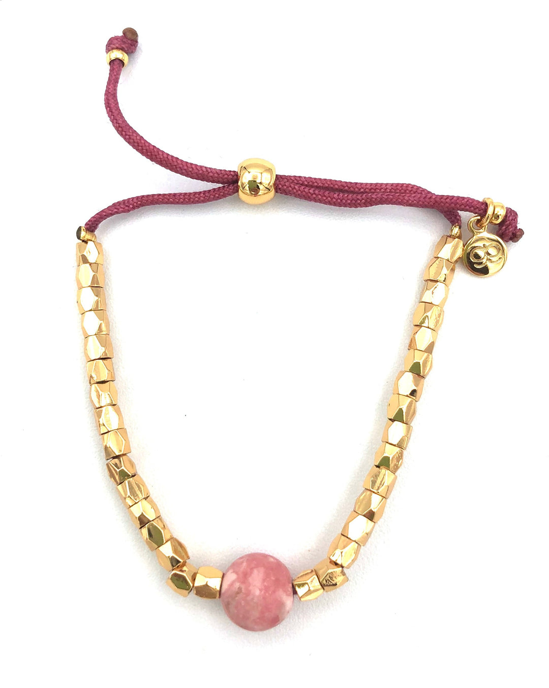Dark Pink And Gold Rope Bracelet