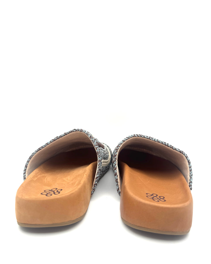 Blue And Brown Crochet Clogs - Size 6