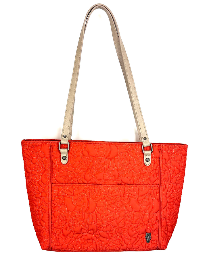 Orange Floral Stitching Tote Bag