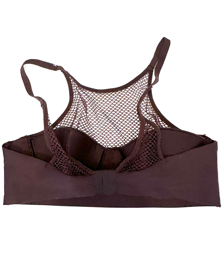 Dark Plum High Neck Mesh Bra - 34B