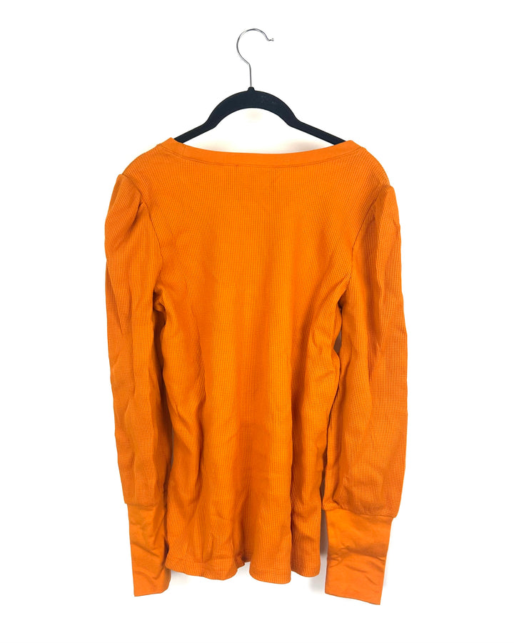 Orange Waffle Knit Long Sleeve Top- Size 6/8