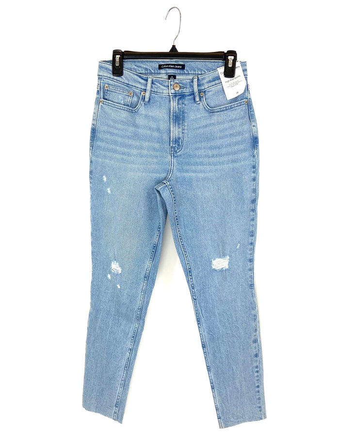 Light Wash High Rise Ripped Skinny Jean - Size 28
