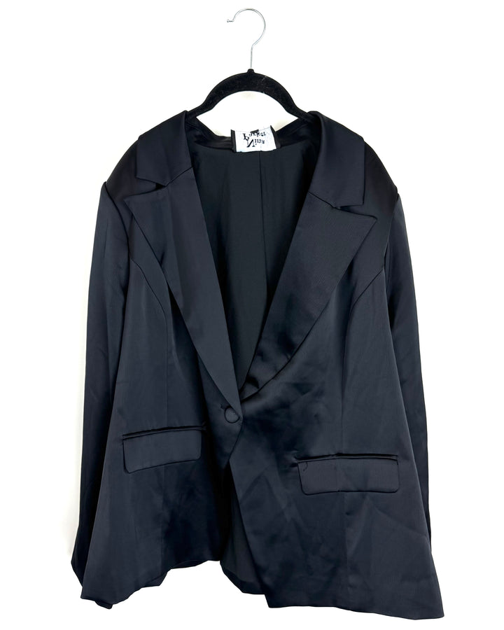 Nina Parker Satin-Like Black Blazer - Size 2X