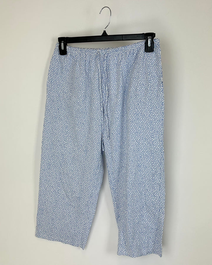 White And Blue Polka Dot Loungewear Pants - Size 4