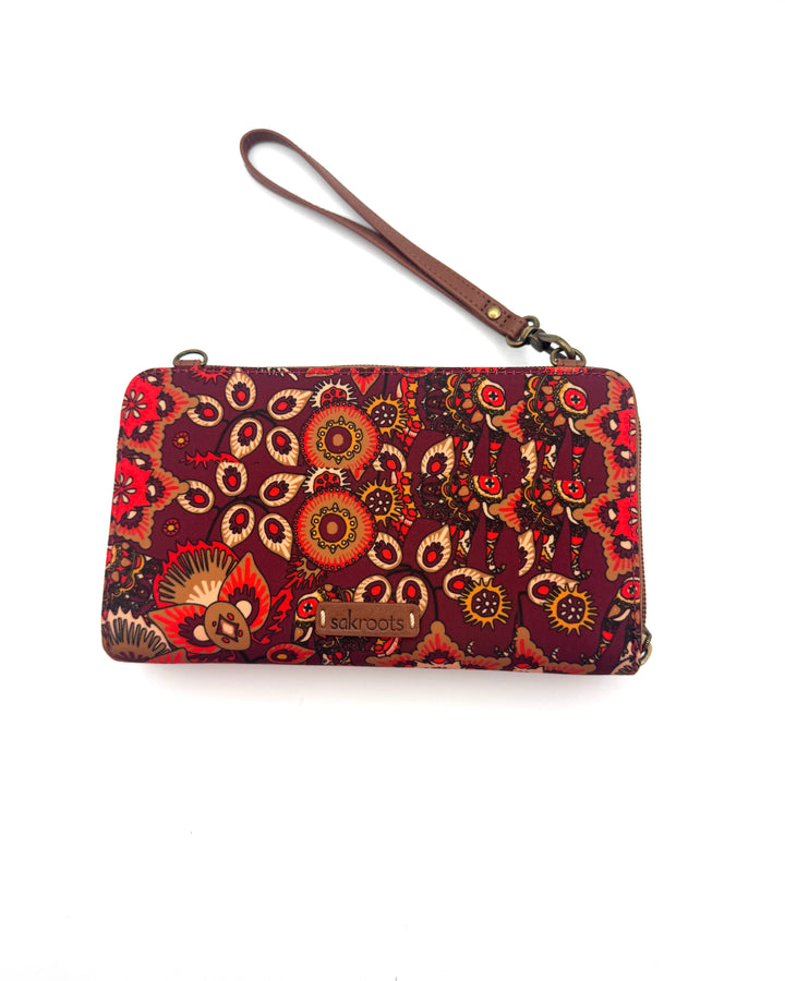 Purple Abstract Pattern Convertible Wristlet/Crossbody Bag