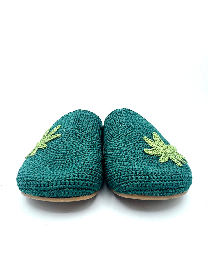 Dark Green Crochet Clogs - Size 6