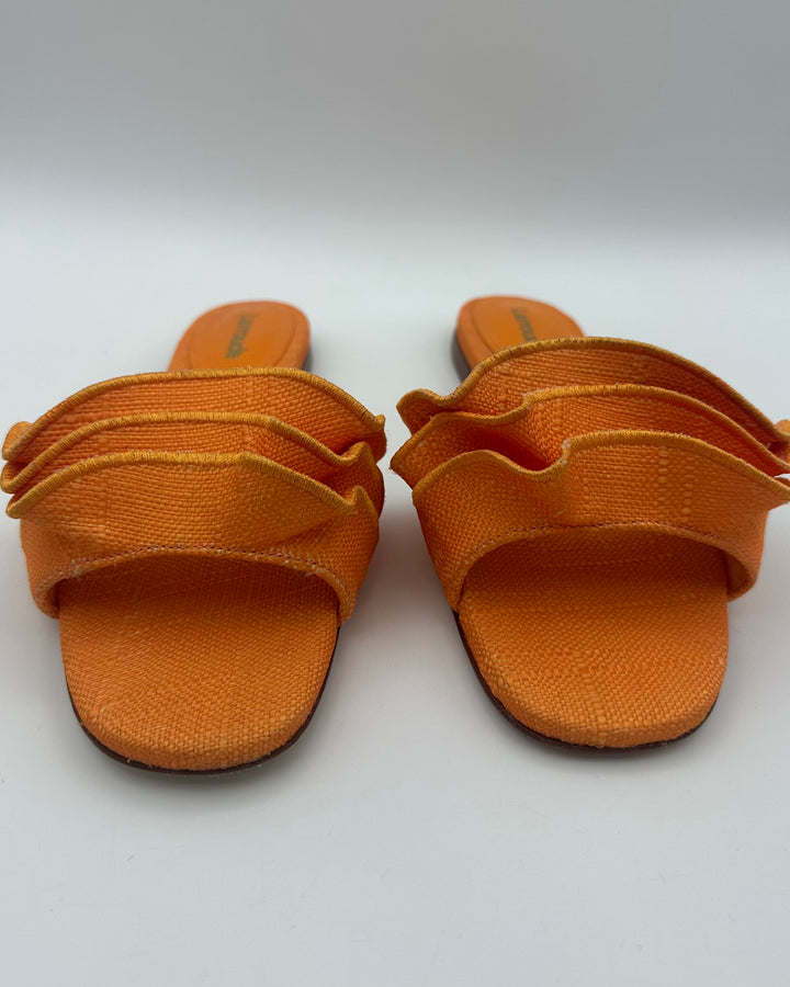Orange Raffia Ruffle Sandal - Size 6.5