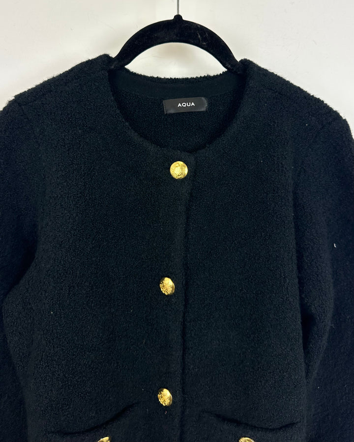 Black Fuzzy Jacket - Size 2/4