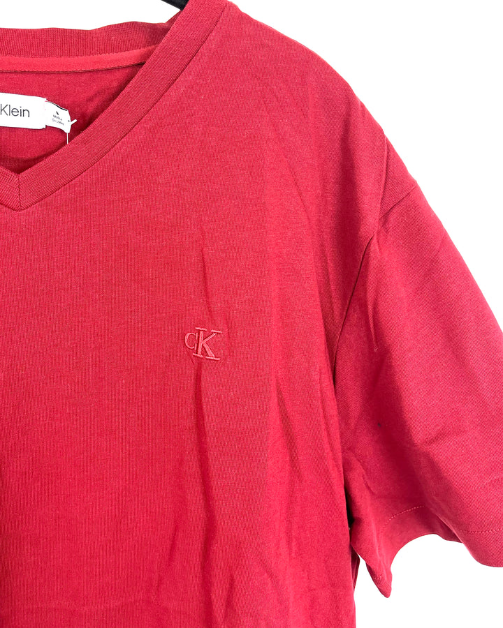 Crimson Red V-Neck Tee - Medium