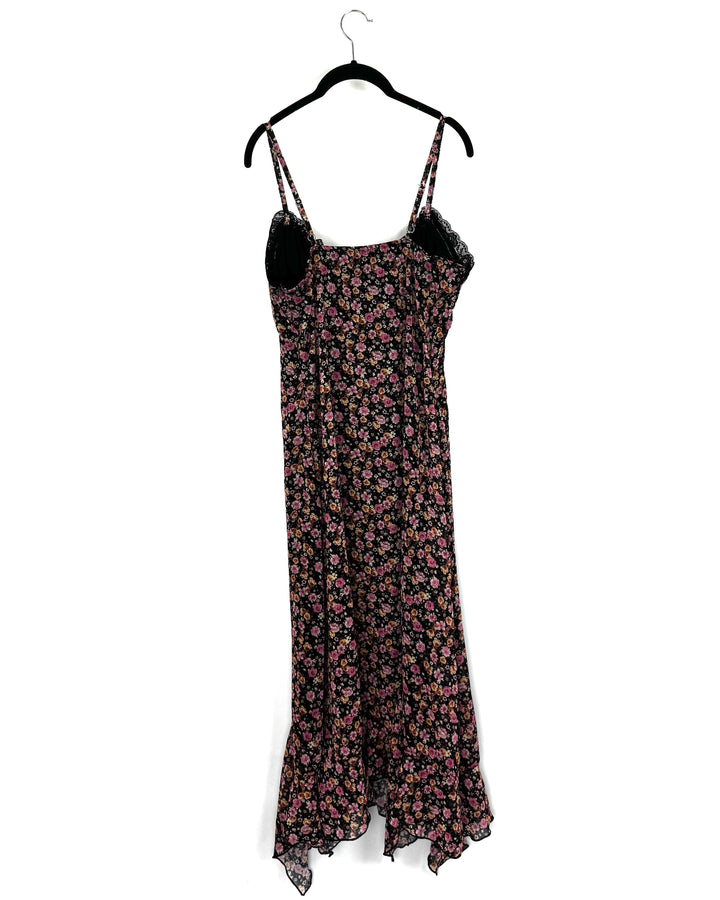 Black and Pink Floral Dress - Size 6/8
