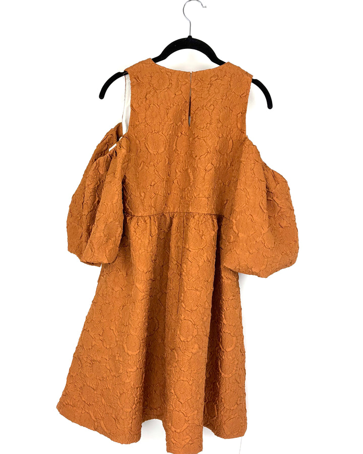 Burnt Orange Cut Off the Shoulder Dress - Size 4/6