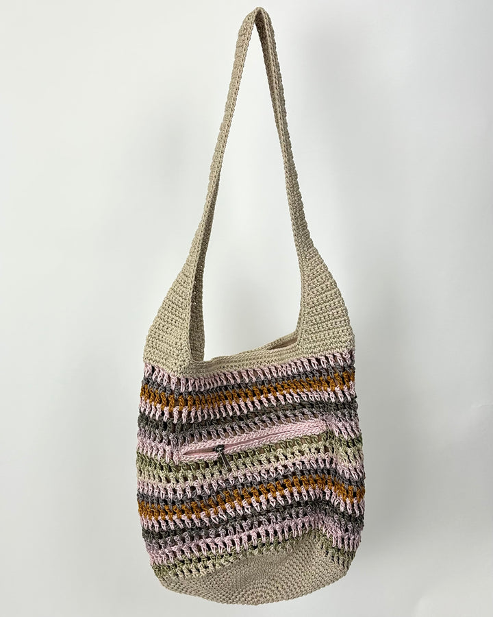 Multicolor Stripe Crochet Single Strap Shoulder Bag
