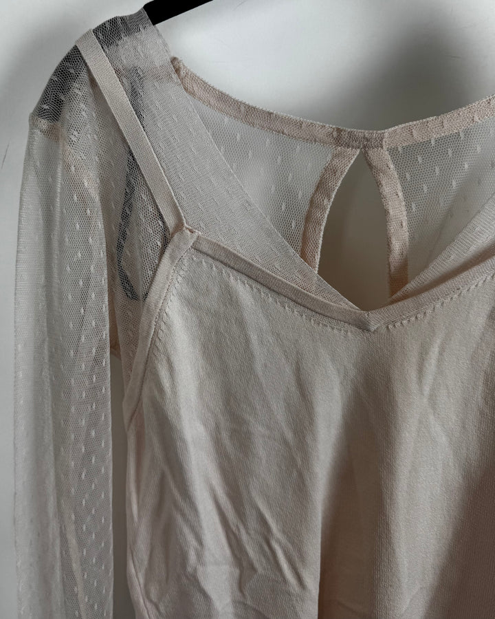 Soft Pink Long Sleeve Mesh Shirt - Size 2/4