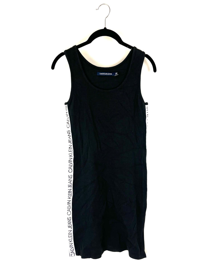 Black Ribbed Crew Neck Tank Top Dress - Size 2/4