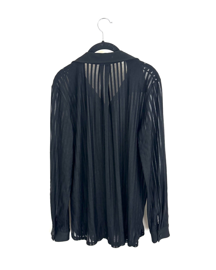 Striped Black Blouse - Size 4/6