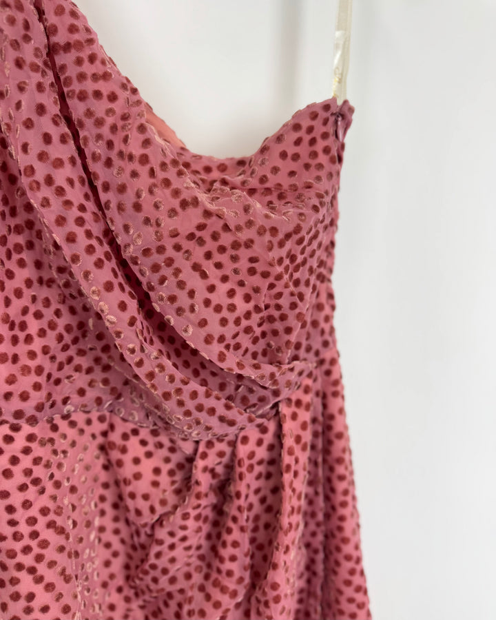One Shoulder Polka Dot Dress - Size 0/2