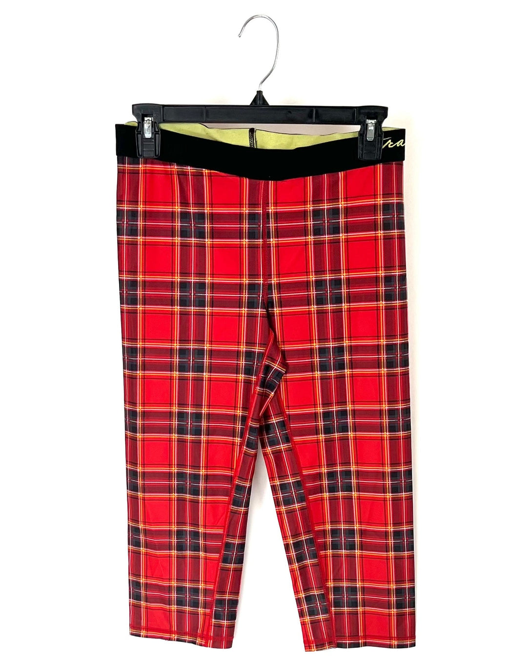Red Plaid Cropped Leggings - Size 8/10
