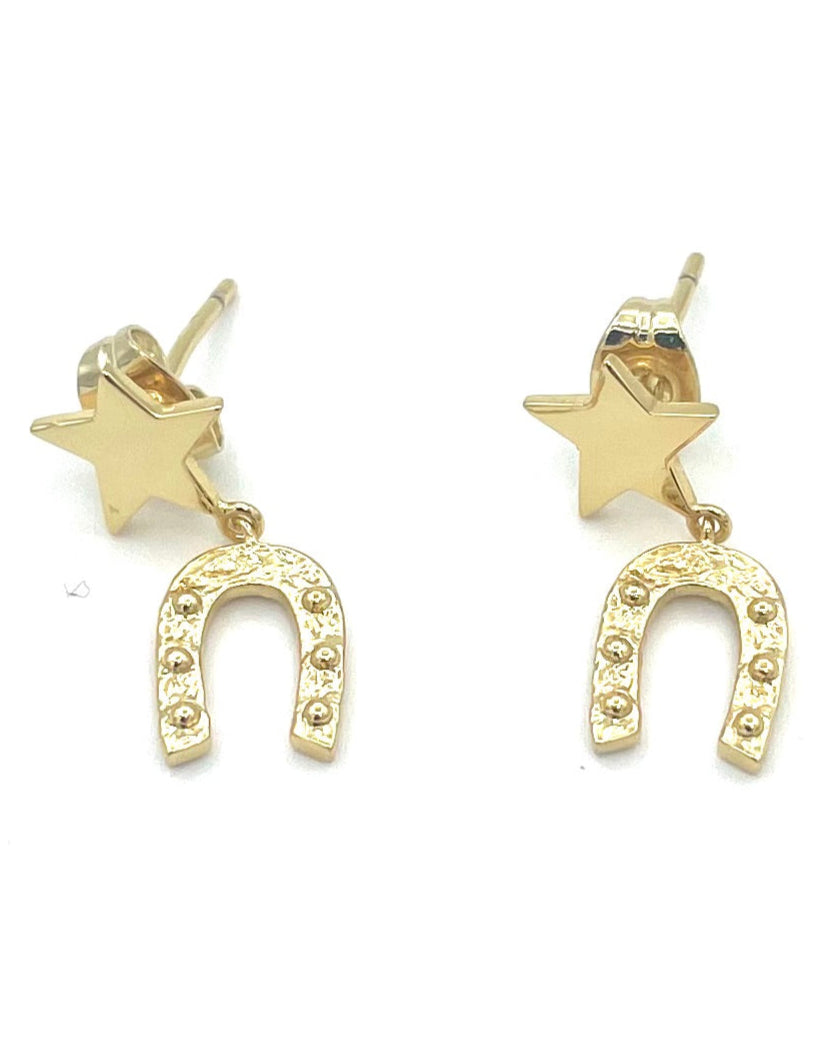 Gold Star And Horseshoe Earrings