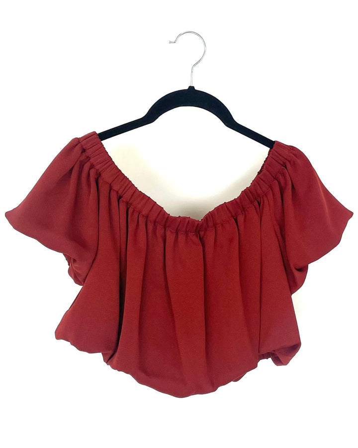 Burnt Orange Off The Shoulder Top - Size 4/6
