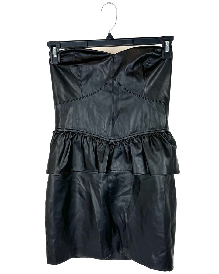 Faux Leather Strapless Dress - Size 4
