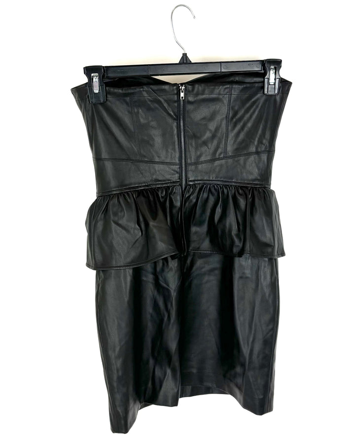 Faux Leather Strapless Dress - Size 4