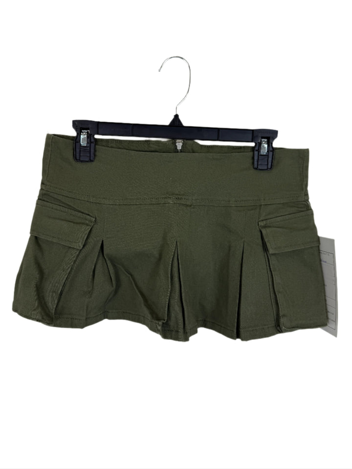 Army Green Cargo Mini Pleated Skirt - Size 2/4
