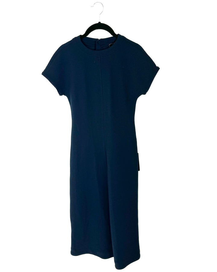 Navy Blue Short Sleeve Maxi Dress - Size 6
