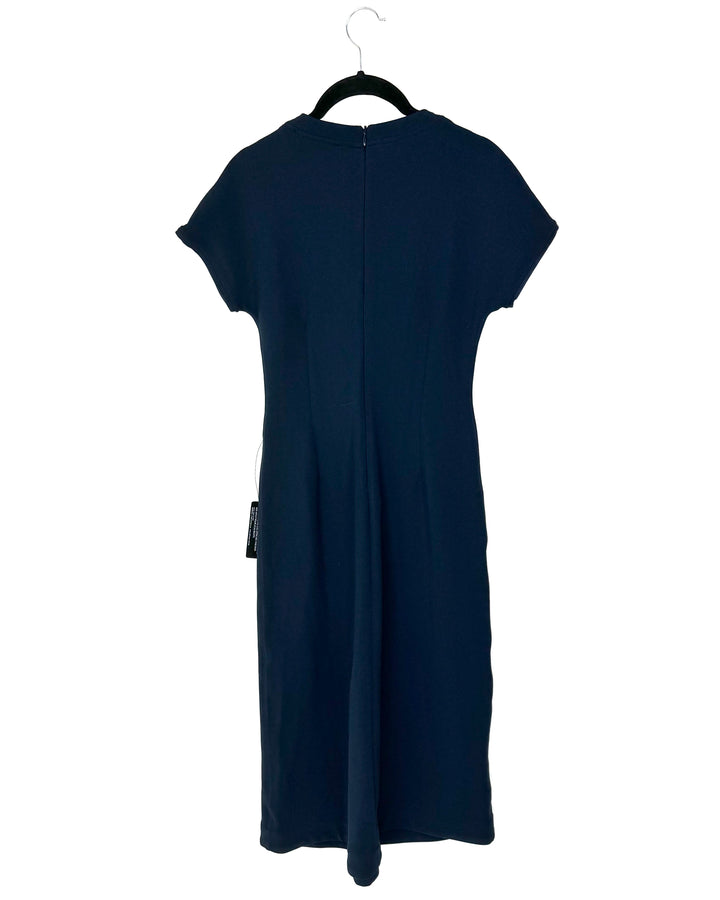 Navy Blue Short Sleeve Maxi Dress - Size 6