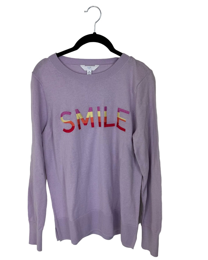 Purple Smile Crewneck Sweater - Size 8/10