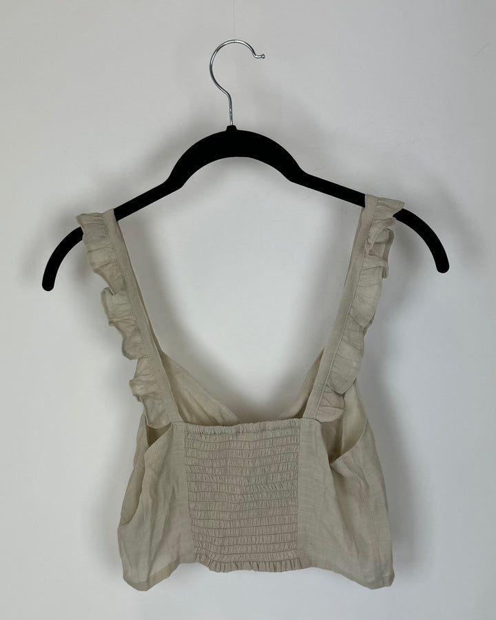 Tan Front Tie Cropped Tank Top - Size 2/4