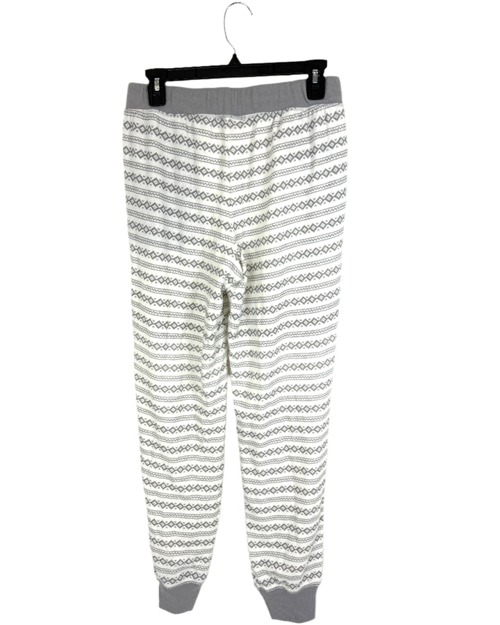 Grey and White Pajama Pants - Small