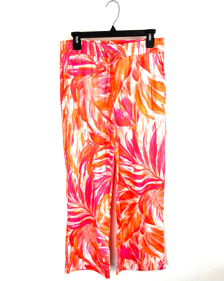 Pink & Orange Tropical Wide Leg Pants - Size 6/8